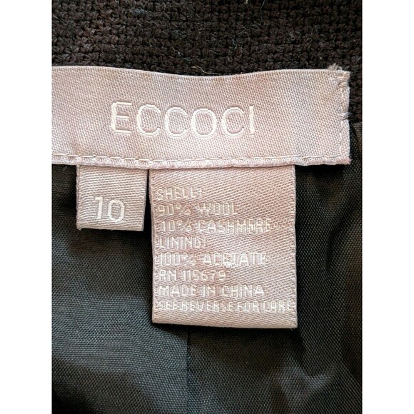 Eccoci Wool/Cashmere Jacket Womens 10 Turquoise Black Plaid Double Breasted Chic - Picture 3 of 13